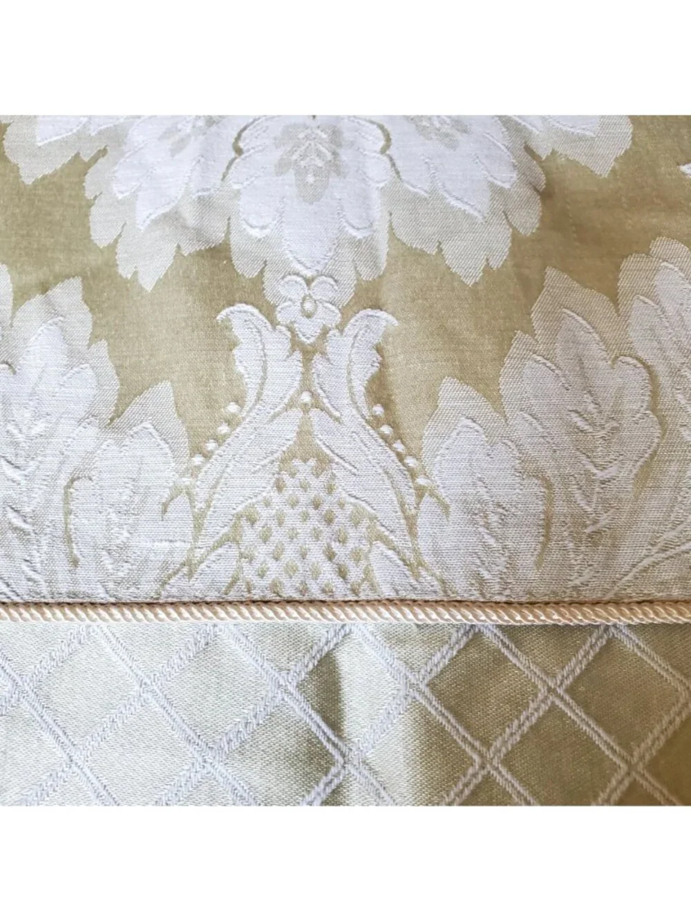 Vtg NOS Westone Luxury Sateen Shower Curtain Soft Green Jacquard Damask READ